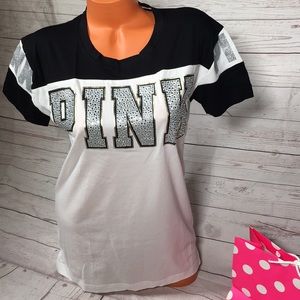 NWT Pink Rhinestone bling Campus Tee XS